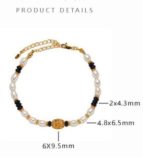 S925 Sterling Silver Bracelet with Natural Pearls and Black Onyx